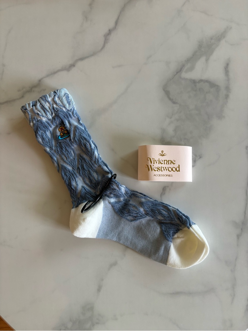 Vivienne Westwood Blue Patterned Crew Sock